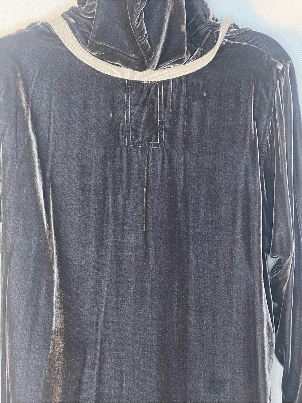 Johnny Was Pete & Greta Pullover Gray Velvet & Silk Hoodie Relaxed Fit XL - Picture 6 of 9